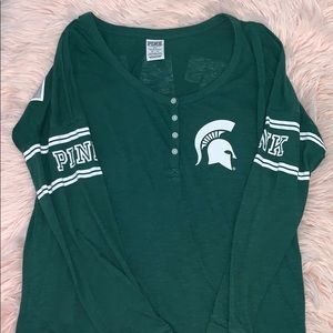Pink- msu long sleeve tee